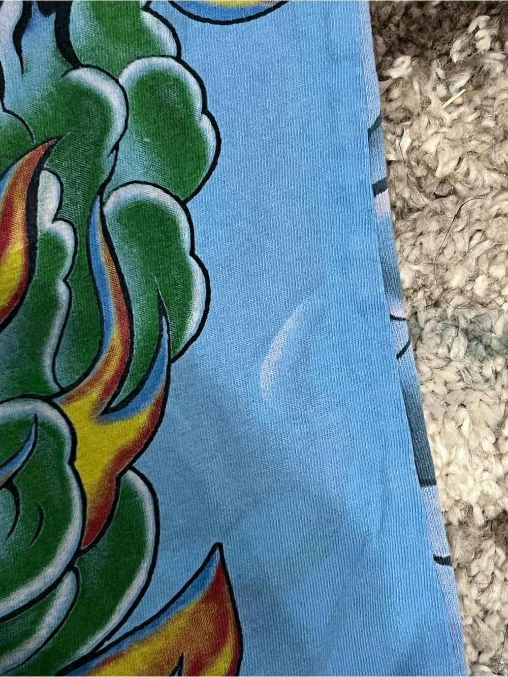 Blue Graphic Tiger Tee with Flame Artwork y2k Ed hardy skinny t-shirt top sz m - Picture 3 of 11